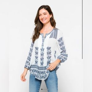 Pale Sky Amely split neck top